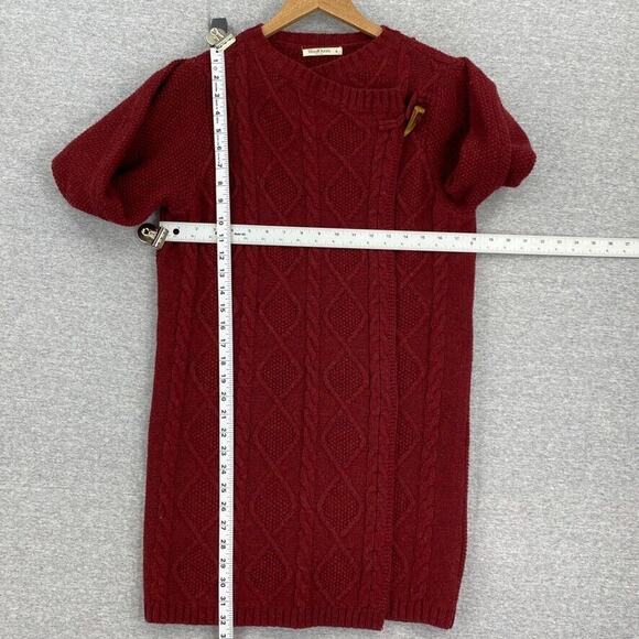 Woolovers Lambswool Cardigan Sweater Womens Small Maroon Long Fisherman Knit - Picture 11 of 13